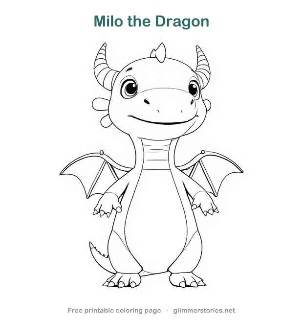 Milo the Dragon Coloring Page — free printable for kids