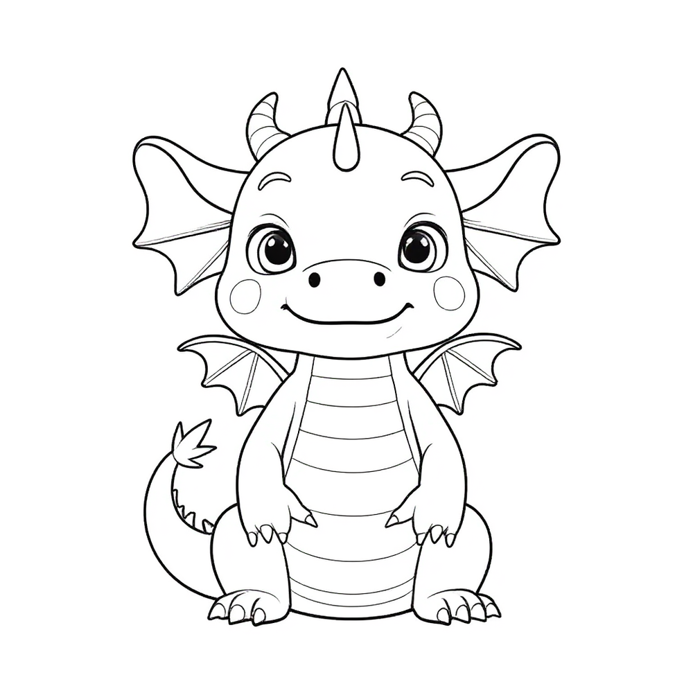 Cute baby dragon coloring page for kids